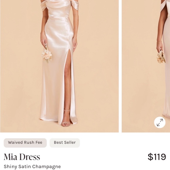 Birdy Grey Shiny Satin Champagne Mia Dress Size M - Picture 2 of 6